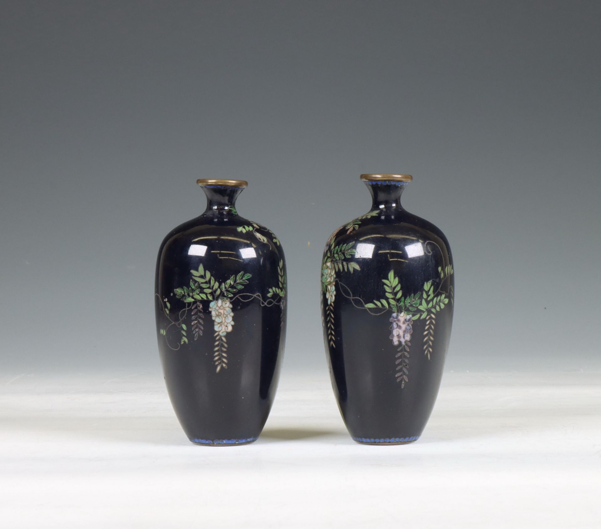 Japan, a pair of small cloisonné vases, Meiji period (1868-1912), - Image 3 of 3