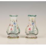 Japan, a pair of small famille rose porcelain vases, ca. 1900,