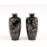 Japan, a pair of cloisonné inlaid vases, Meiji period (1868-1912),