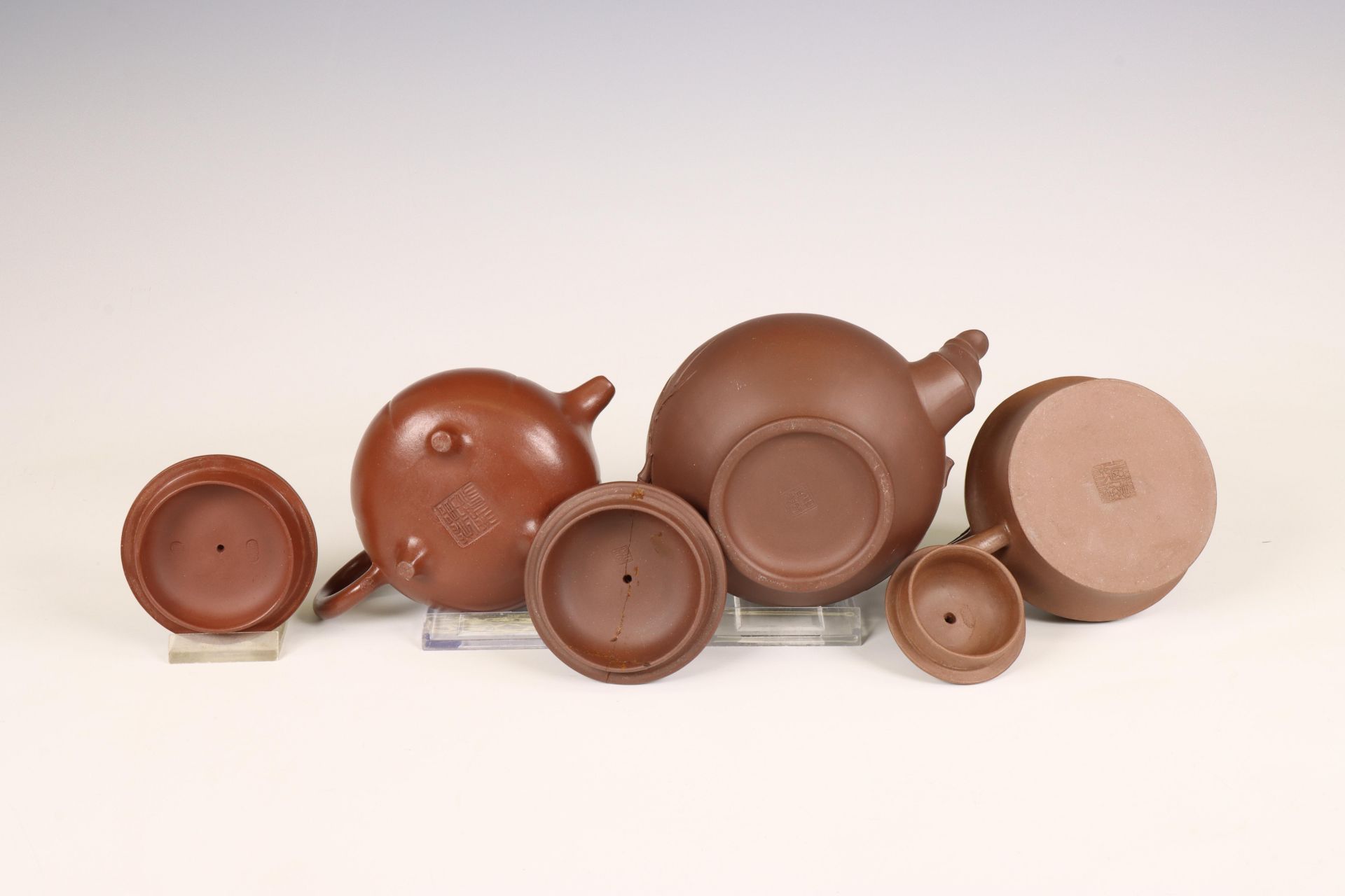 China, three Yixing earthenware teapots and covers, 19th-20th century, - Image 2 of 3