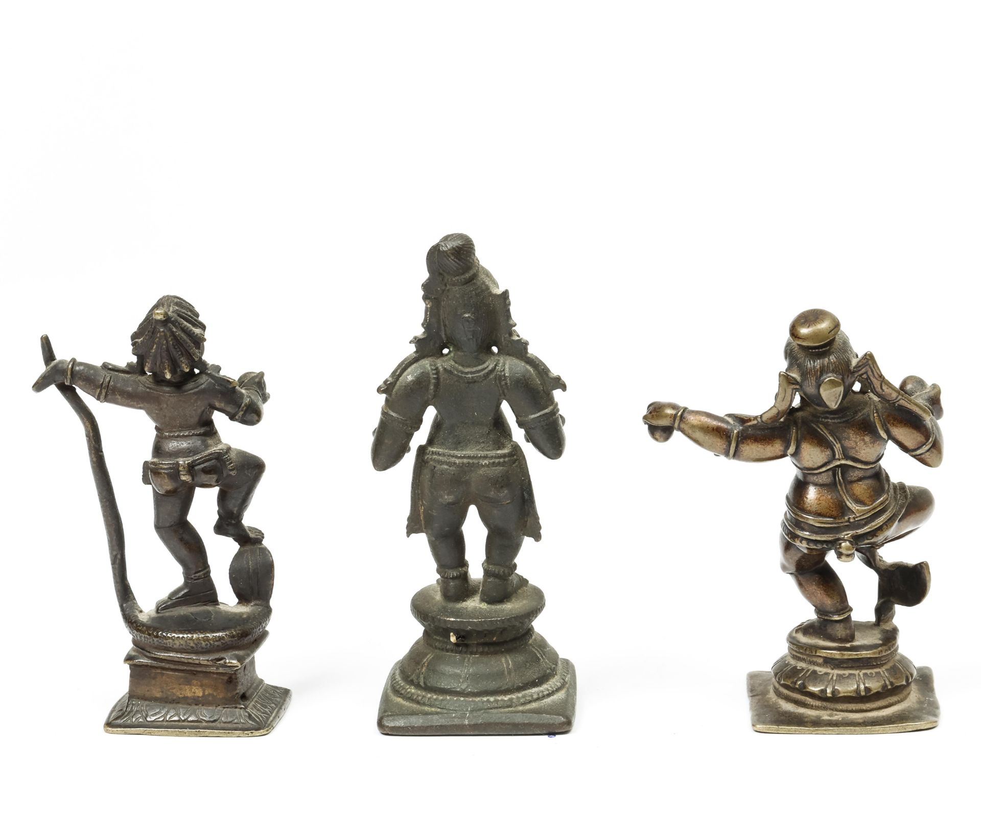 South-India, three bronze standing Krishna figures, 18th-19th century. - Image 3 of 4