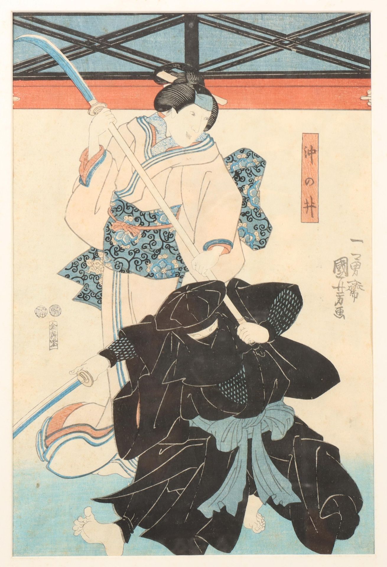 Japans, woodblock print, two actors