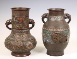 China, two cloisonné bronze vases, ca. 1900,