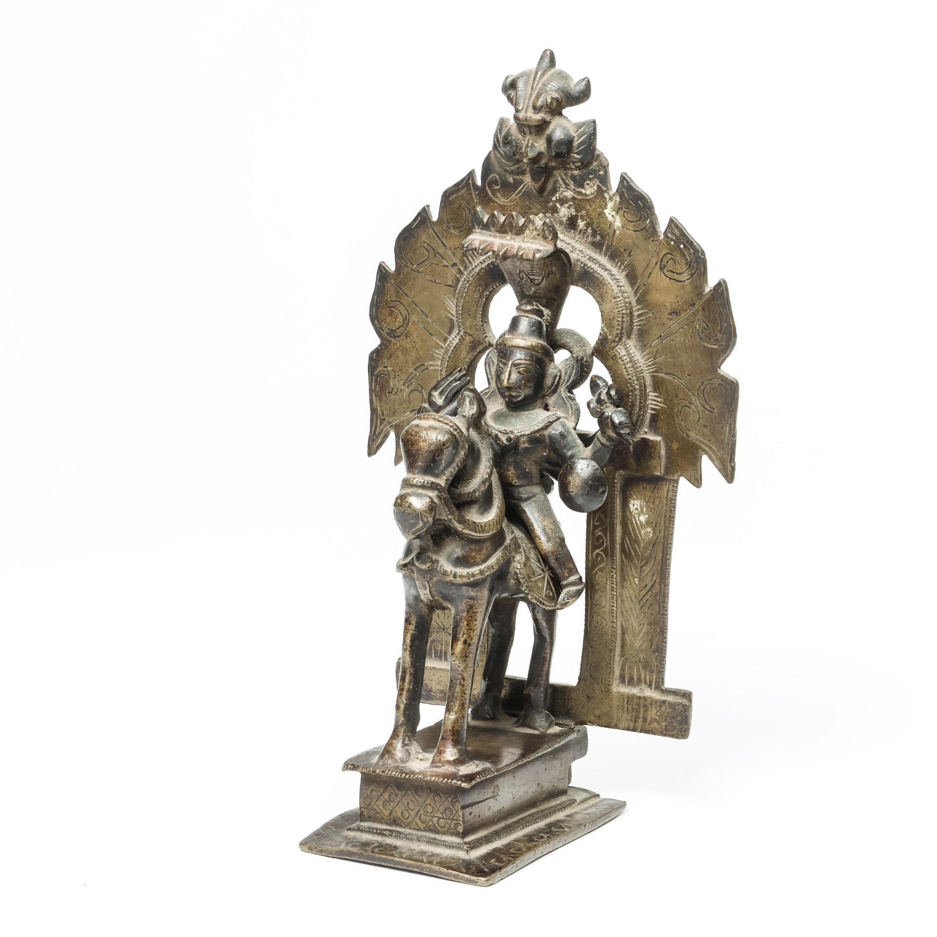 North-India, a bronze altar figure of Durga on a horse, 19th century; - Bild 5 aus 5