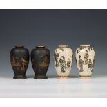 Japan, two pairs of small porcelain baluster vases, ca. 1900,