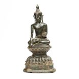 Burma, Shan, a bronze seated Buddha Shakyamuni, late 18th century,