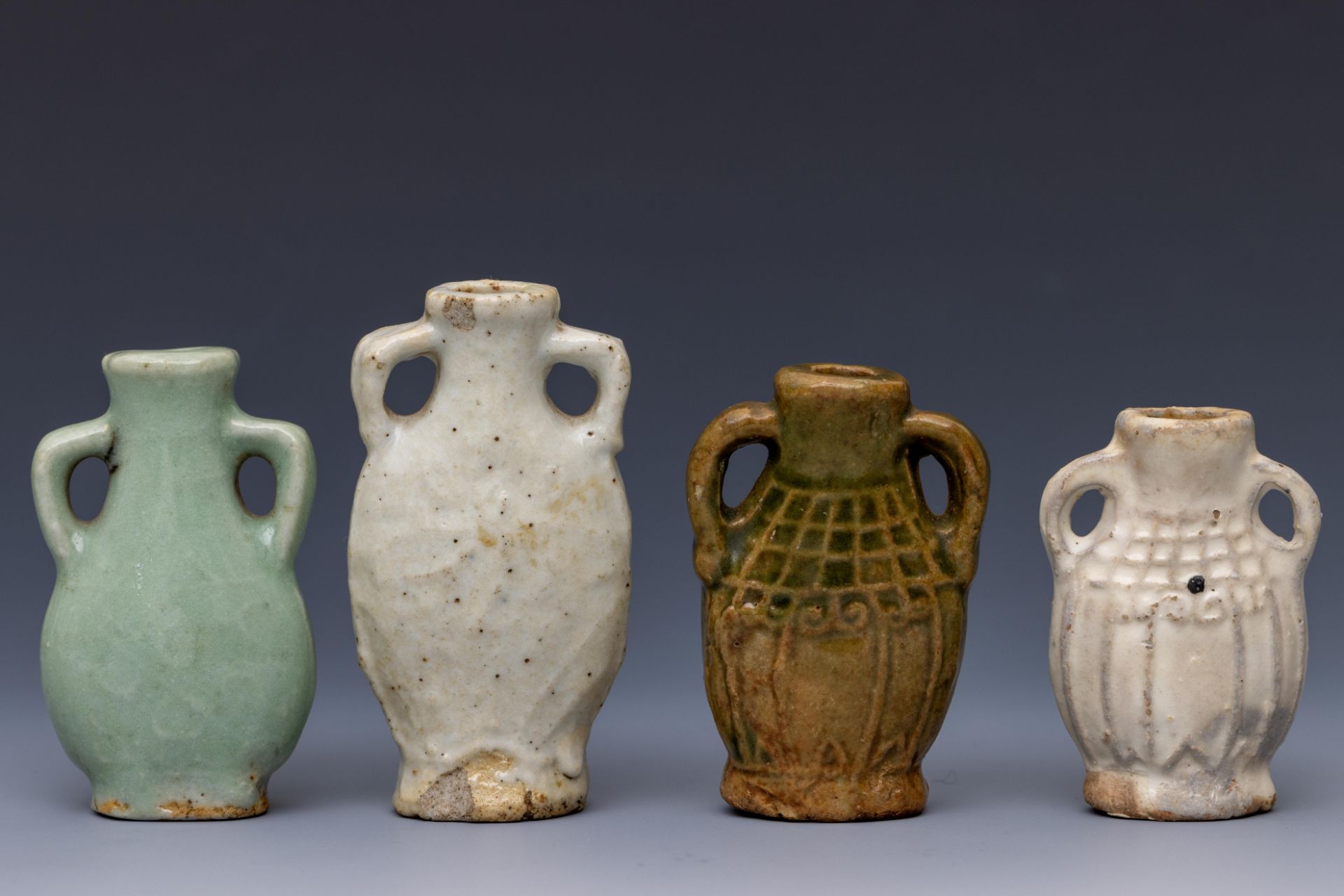 China, four ceramic miniature vases, Ming dynasty (1368-1644)