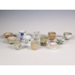 Japan, a collection of cream- and grey-glazed earthenware temmoku, modern,
