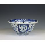 Japan, a blue and white porcelain 'Namban' bowl, 19th century,