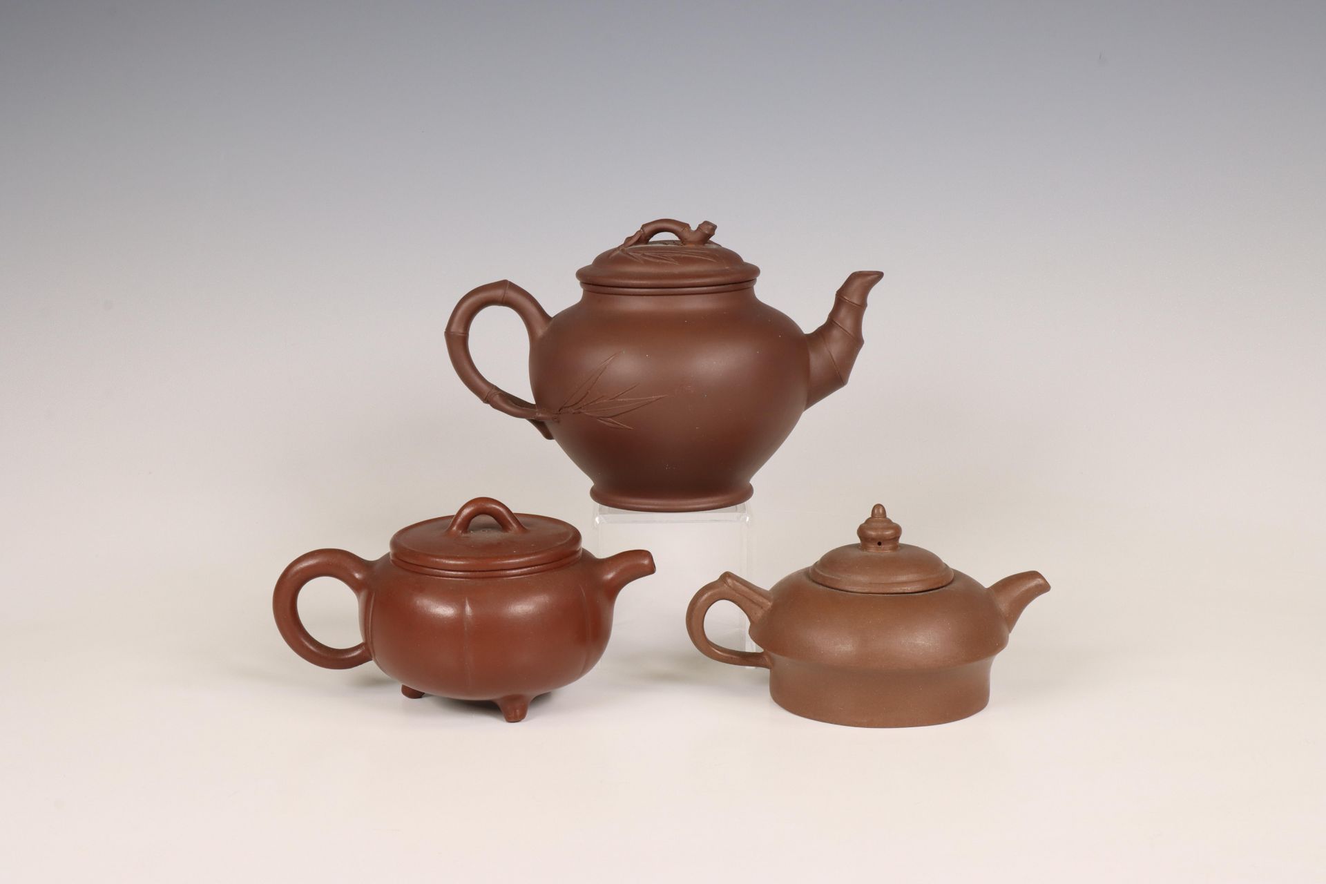 China, three Yixing earthenware teapots and covers, 19th-20th century, - Image 3 of 3