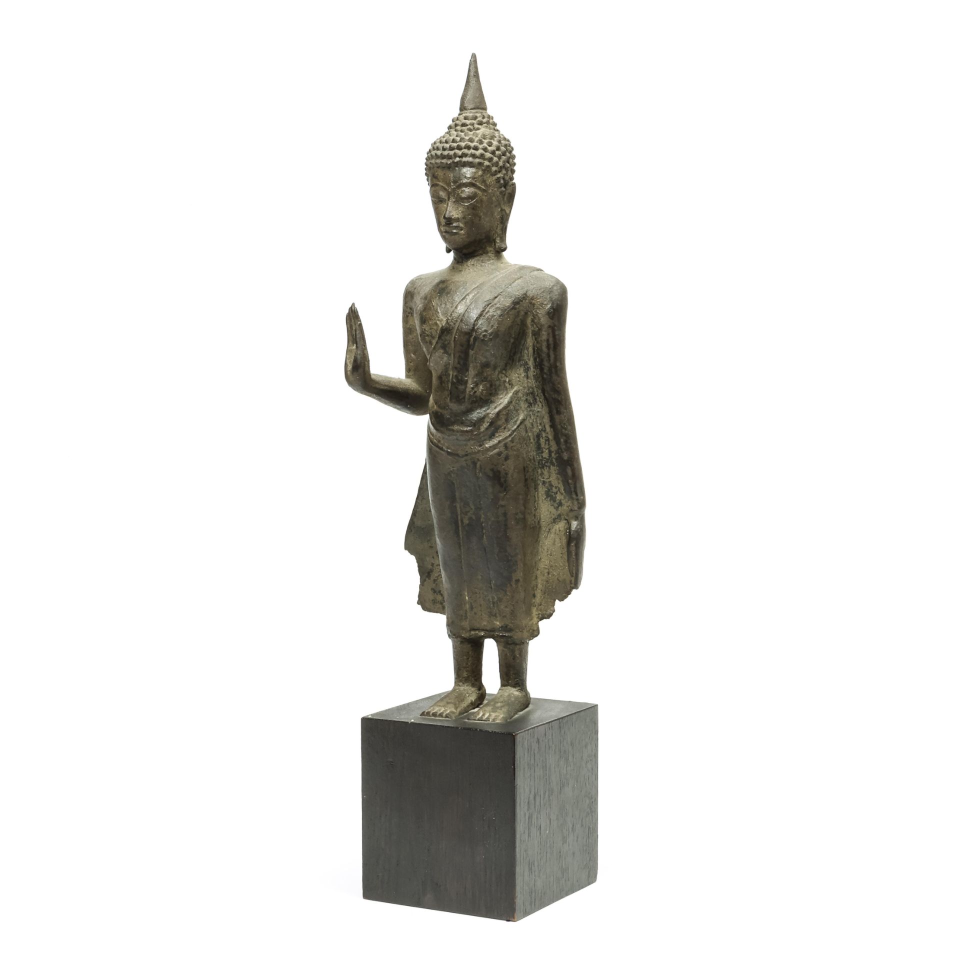 Thailand, a standing bronze Buddha Sakyamuni, Ayutthaya, 16th century, - Image 2 of 4
