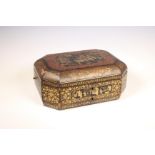 China, an export lacquer sewing box, 19th century,