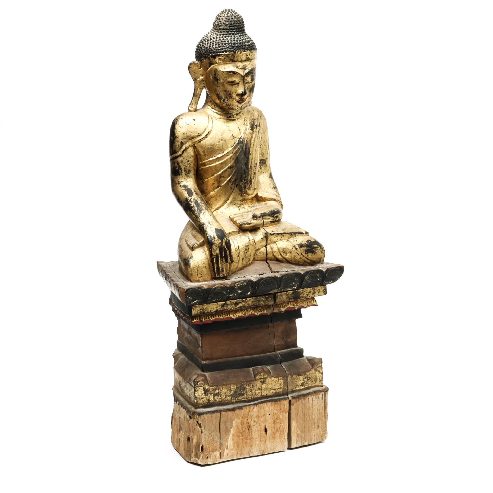Burma, Shan, a gilded wooden sculpture of a seated Buddha, 20th century. - Bild 6 aus 6