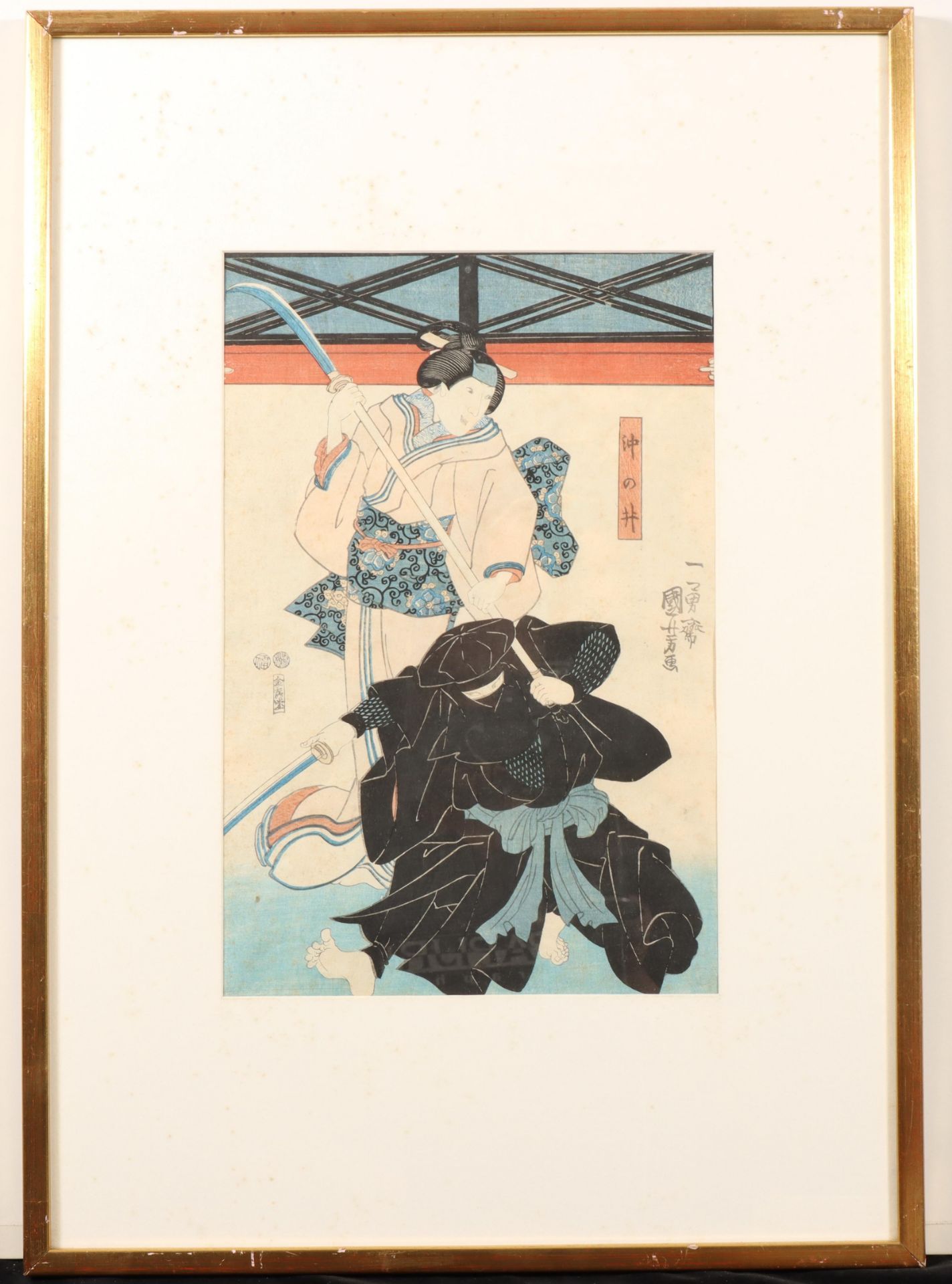 Japans, woodblock print, two actors - Image 3 of 3