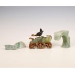 China, jade carving of a bird and three jade stones, late Qing dynasty (1644-1912),