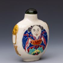China, a large famille rose porcelain snuff bottle and stopper, 20th century,