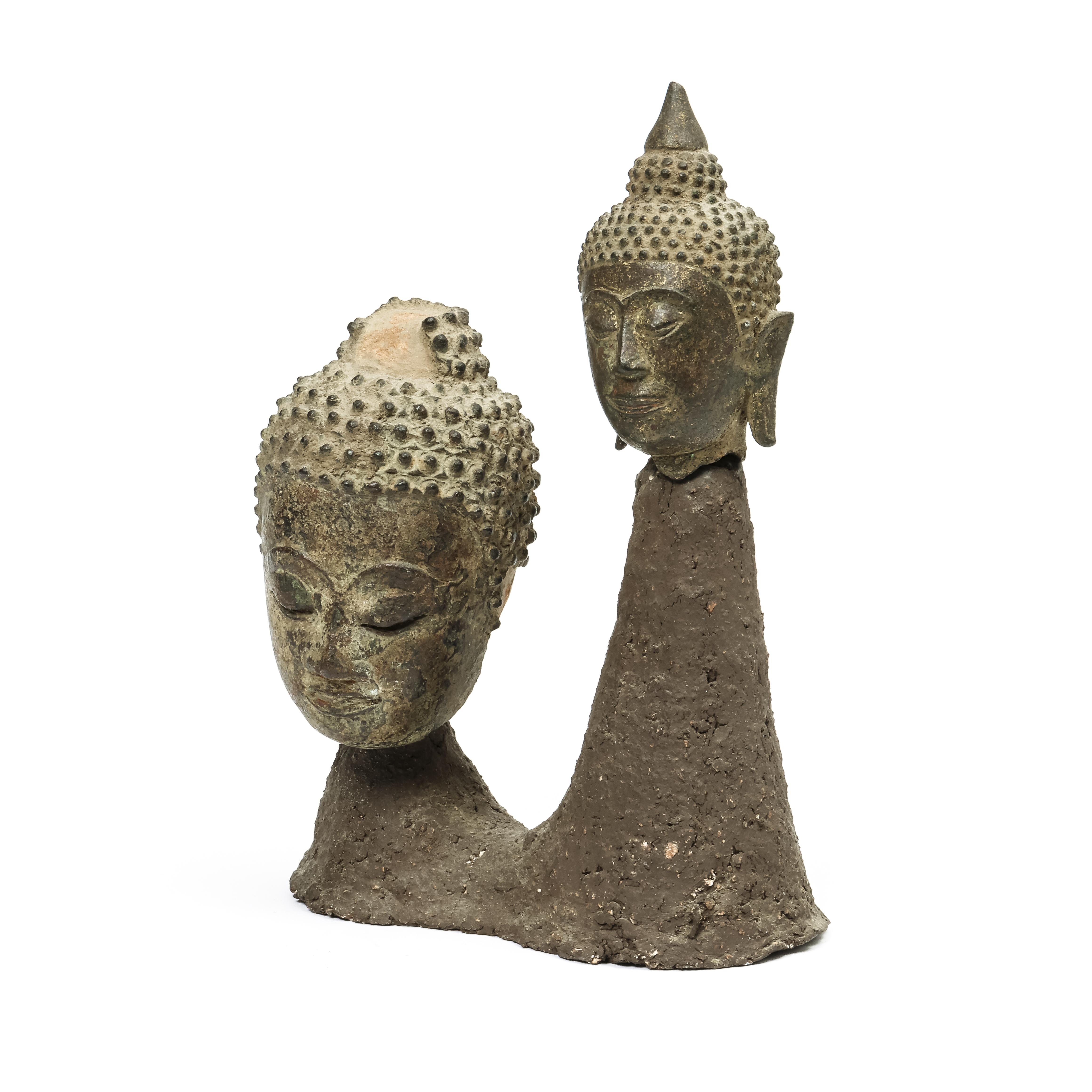 Thailand, two bronze Buddha heads, ca. 16th-17th century, - Image 2 of 4