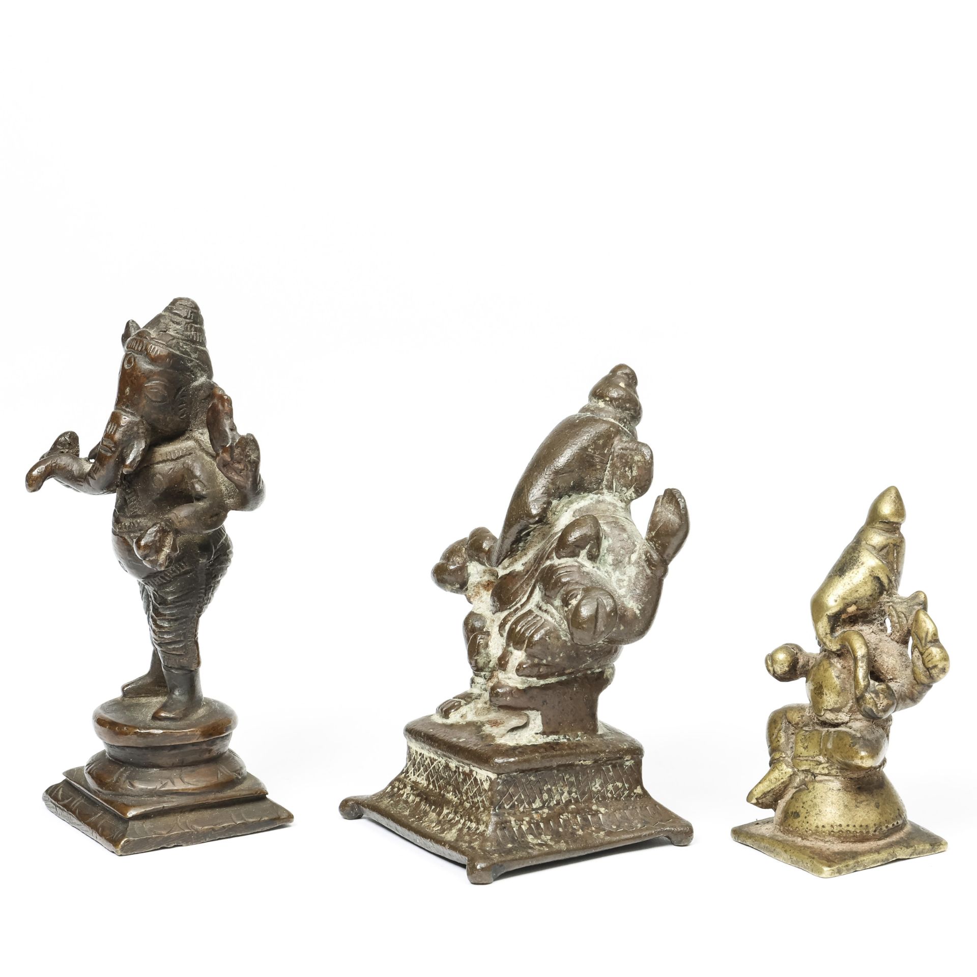 South-India, three bronze-brass statues of Ganesha, 18th-19th century; - Image 5 of 5