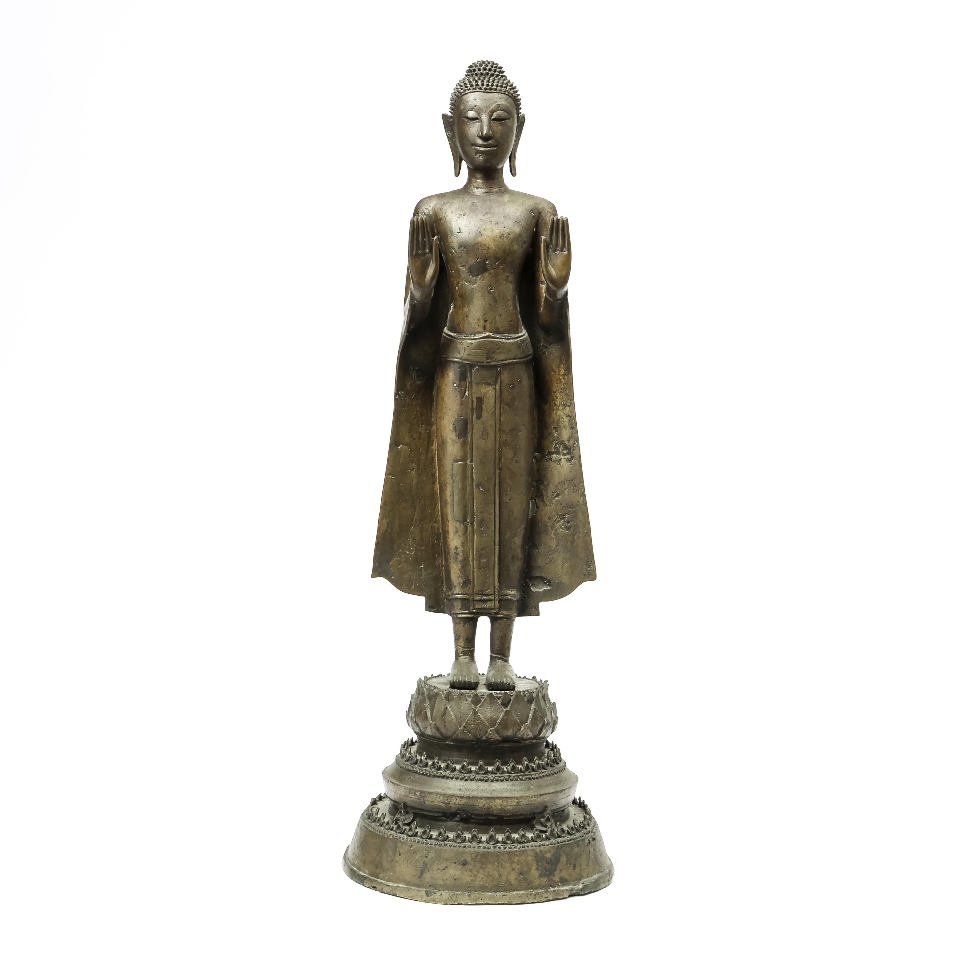 Thailand, a bronze standing Buddha, 17th-18th century,