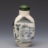 China, a blue and white porcelain snuff bottle and stopper, 19th century,