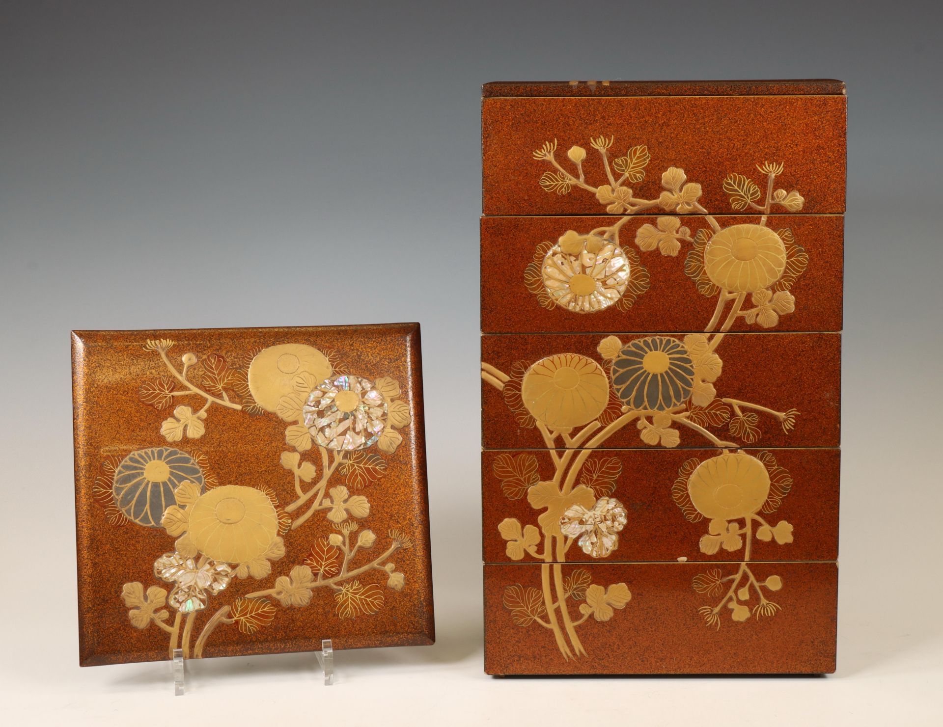 Japan, a lacquer five-tiered jubako (picnic box), ca. 1920-1930,