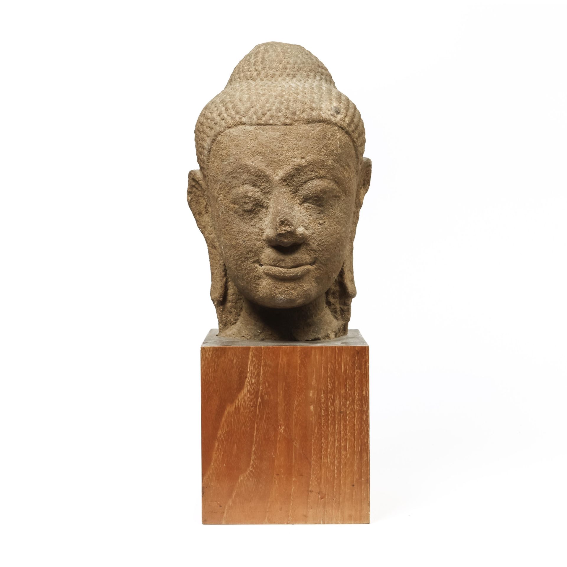 Khmer-Thailand, a sandstone Buddha head, 13th-14th century - Bild 4 aus 6