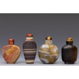 China, four hardstone snuff bottles and covers,