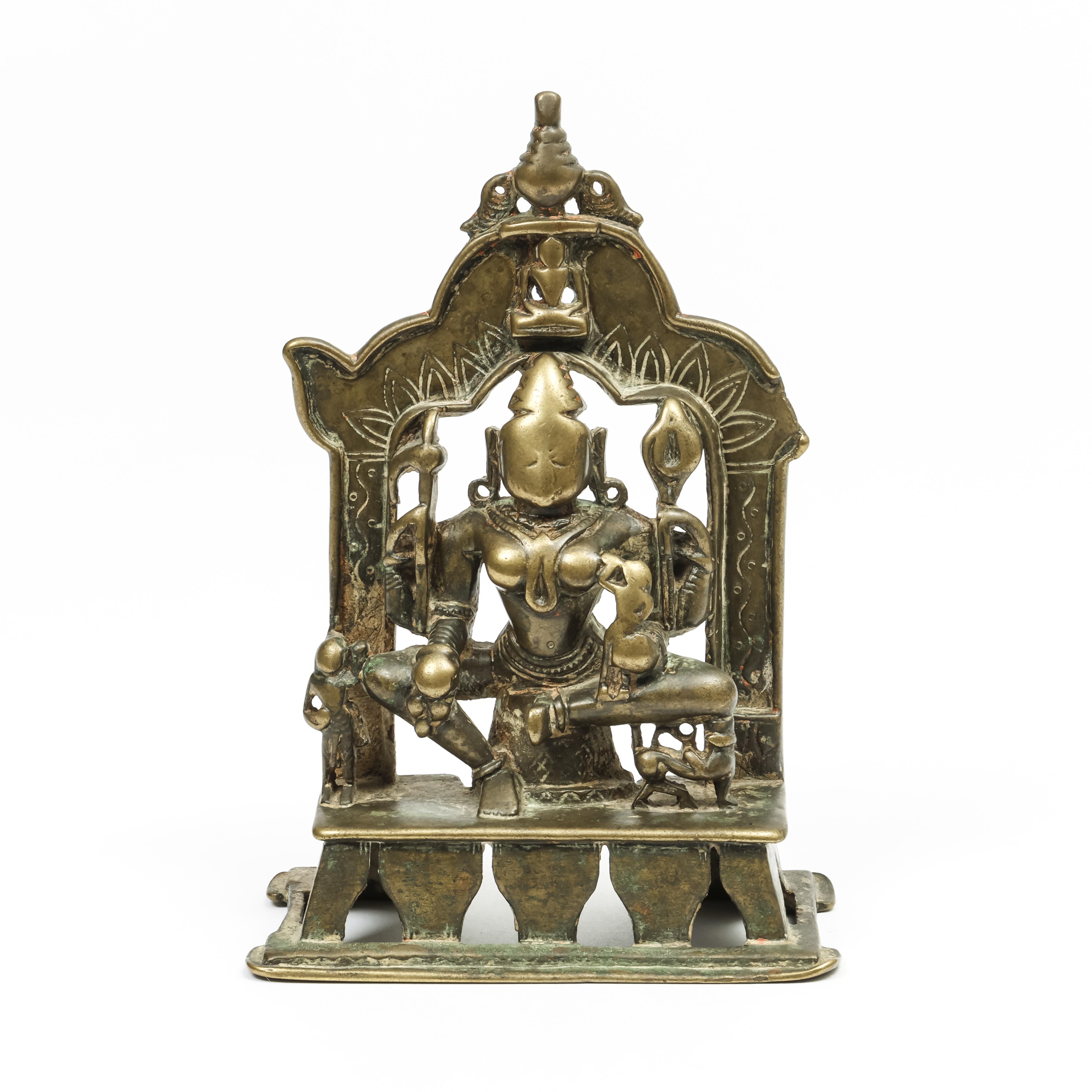 North-West India, bronze altar shrine with female deity Ambhika, probably dated 1639.