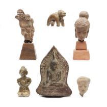Thailand, a terracotta altar shrine, 19th century, India, a terracotta fragment of Hanuman, 19th cen