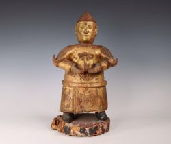 Southeast Asia, lacquer wood figure of an attendant, ca. 19th century,