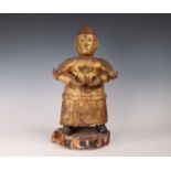 Southeast Asia, lacquer wood figure of an attendant, ca. 19th century,