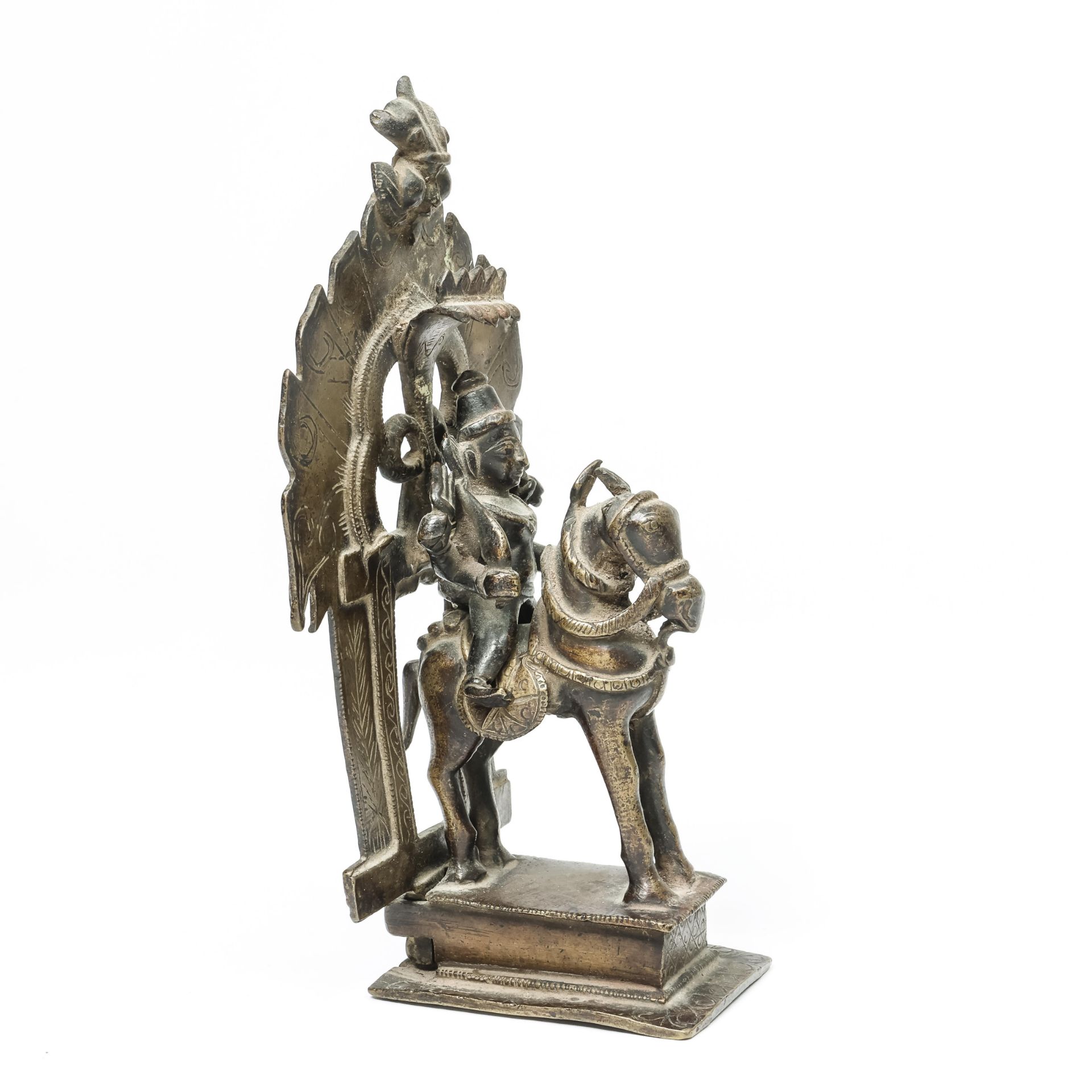 North-India, a bronze altar figure of Durga on a horse, 19th century; - Image 4 of 5