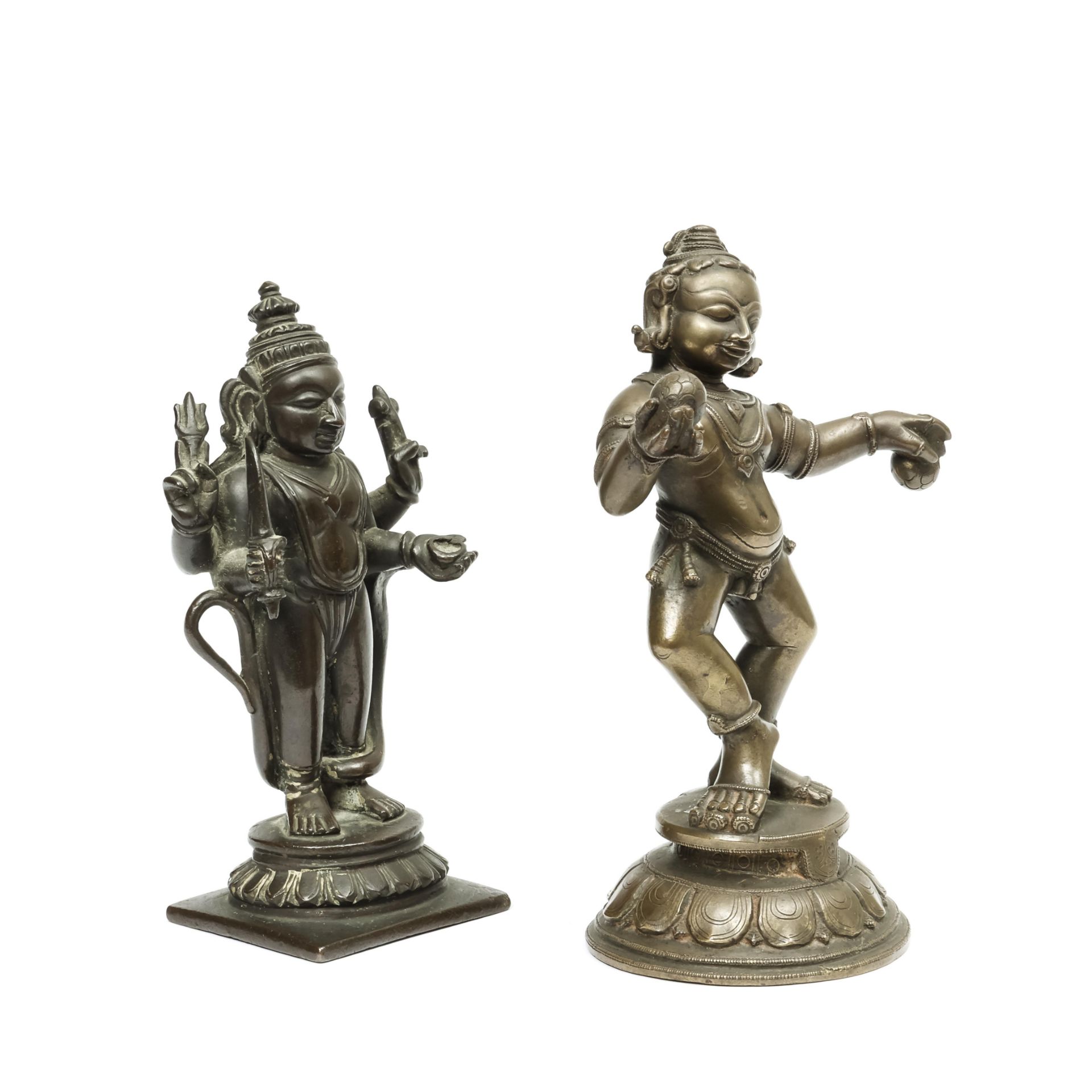 India, two bronze figures of standing Rama and Krishna, 19th century. - Image 2 of 4