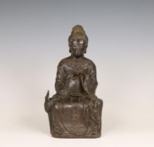 China, a bronze figure of a seated lady, Yuan-Ming dynasty, ca. 14th century,