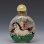 China, a reverse glass painted snuff bottles and stopper, 20th century,