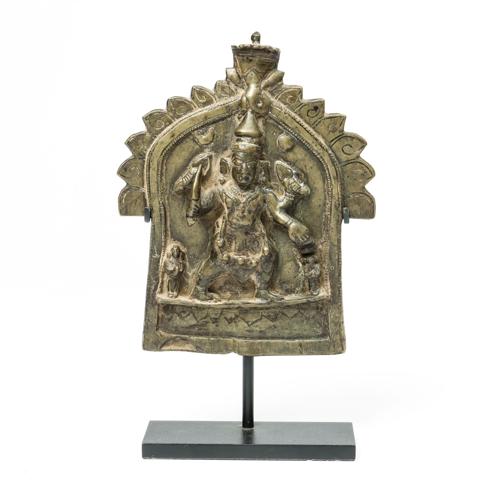 North India, a bronze votif plaque depicting Durga, 19th century