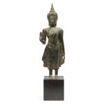 Thailand, a standing bronze Buddha Sakyamuni, Ayutthaya, 16th century,