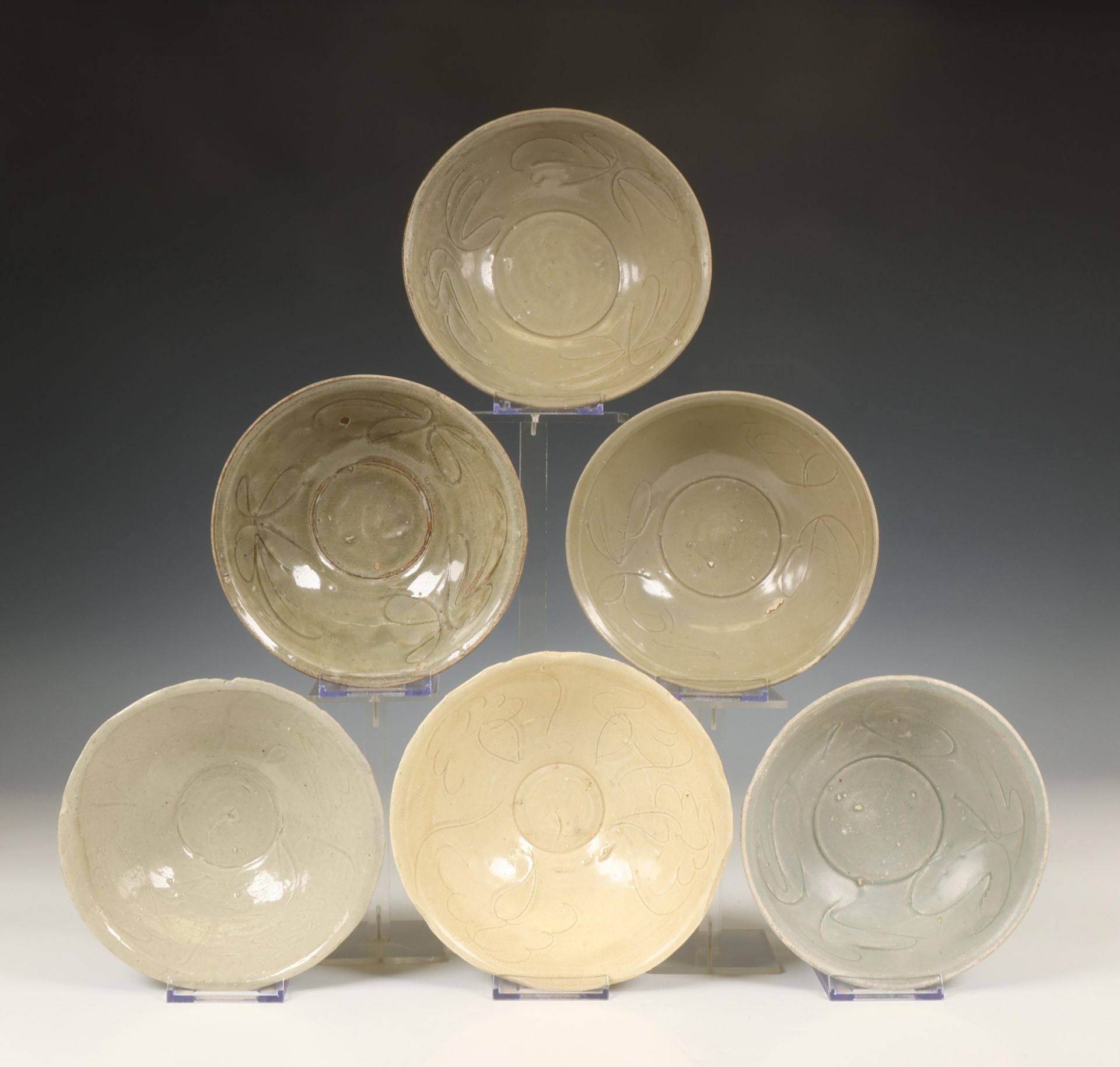 China, collection of twelve celadon-glazed bowls, Northern Song dynasty, 10th-12th century,