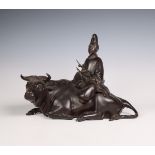 China, a bronze 'Immortal and buffalo' group, late Qing Dynasty (1368-1912),