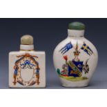 China, two export porcelain snuff bottles and stoppers, 20th century,