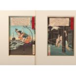 Japan, two woodblock prints by Tsukioka Yoshitotoshi (1839-1892)