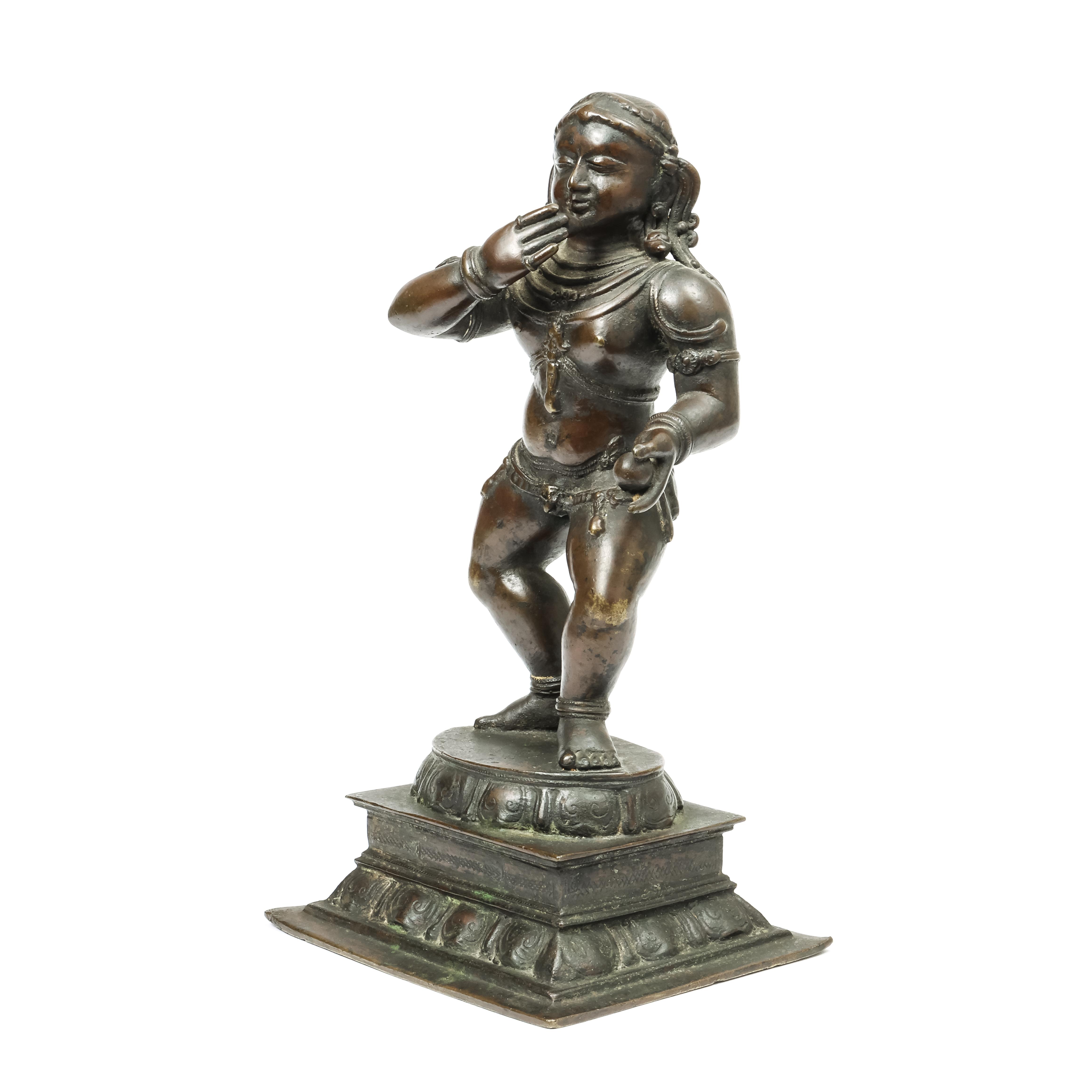 South India, a bronze figure of dancing Krishna, Navanita-nritta-krsna, 19th-20th century; - Image 2 of 4