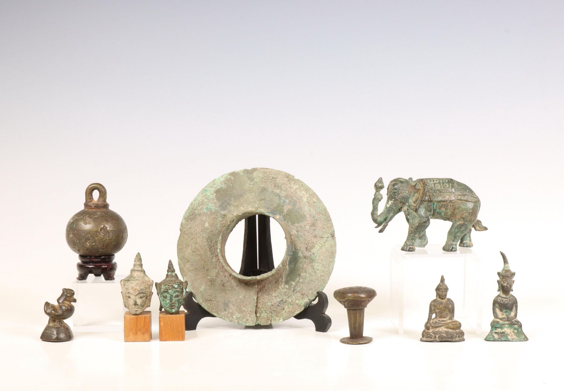 Thailand, a collection of antique bronze objects,