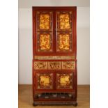 China, rood gelakte hardhouten kast, 20e eeuw,