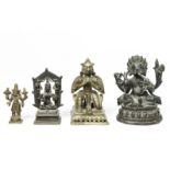 India, four various bronze deities, 19th-20th century;