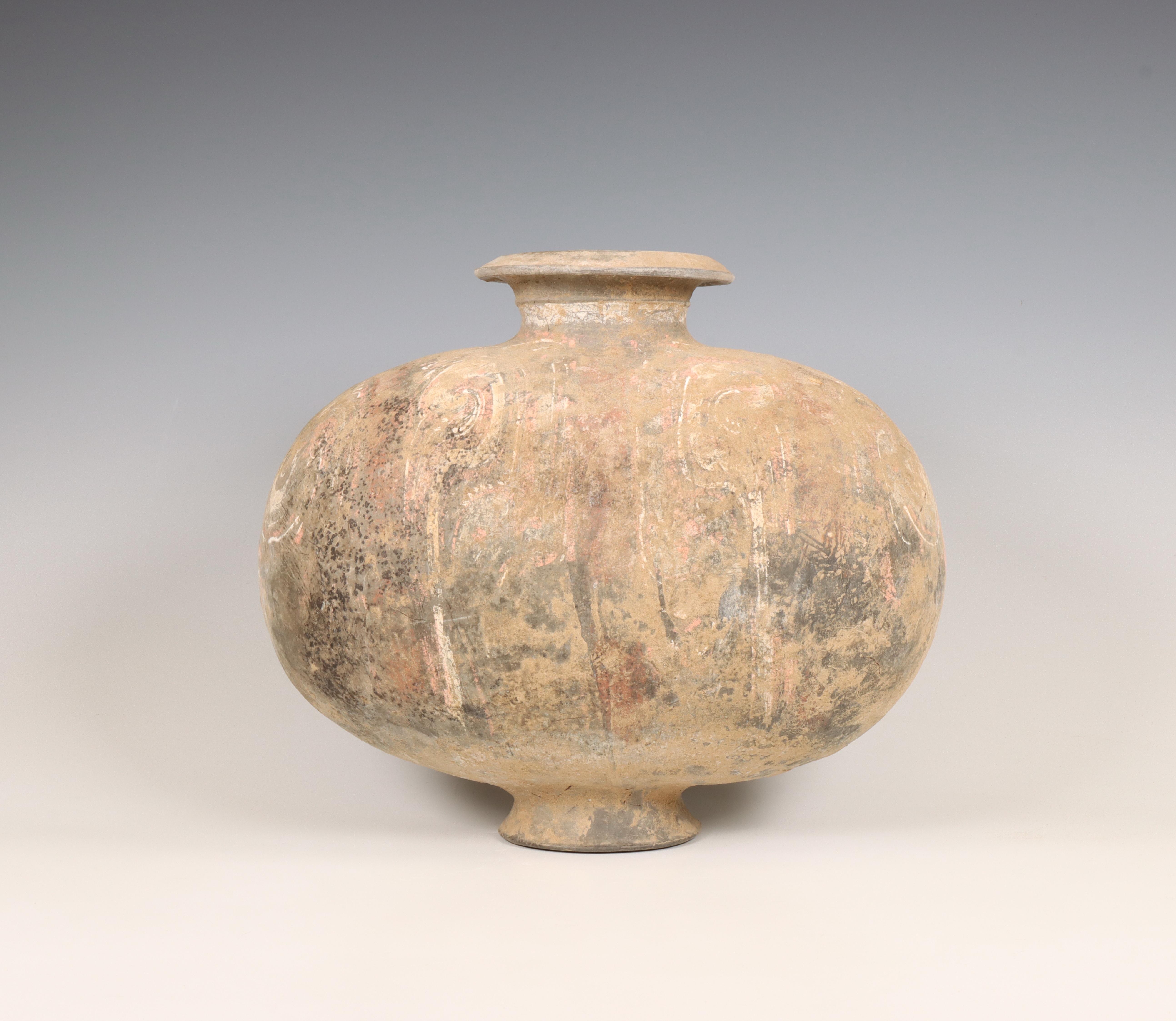 China, grey earthenware cocoon vase, Han dynasty (206 BC-220 AD),