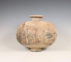 China, grey earthenware cocoon vase, Han dynasty (206 BC-220 AD),