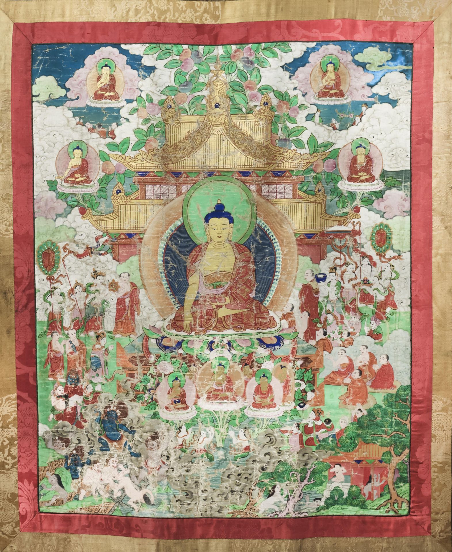 Tibet, a thangka depicting Buddha Shakyamuni, late 19th century, - Image 2 of 3