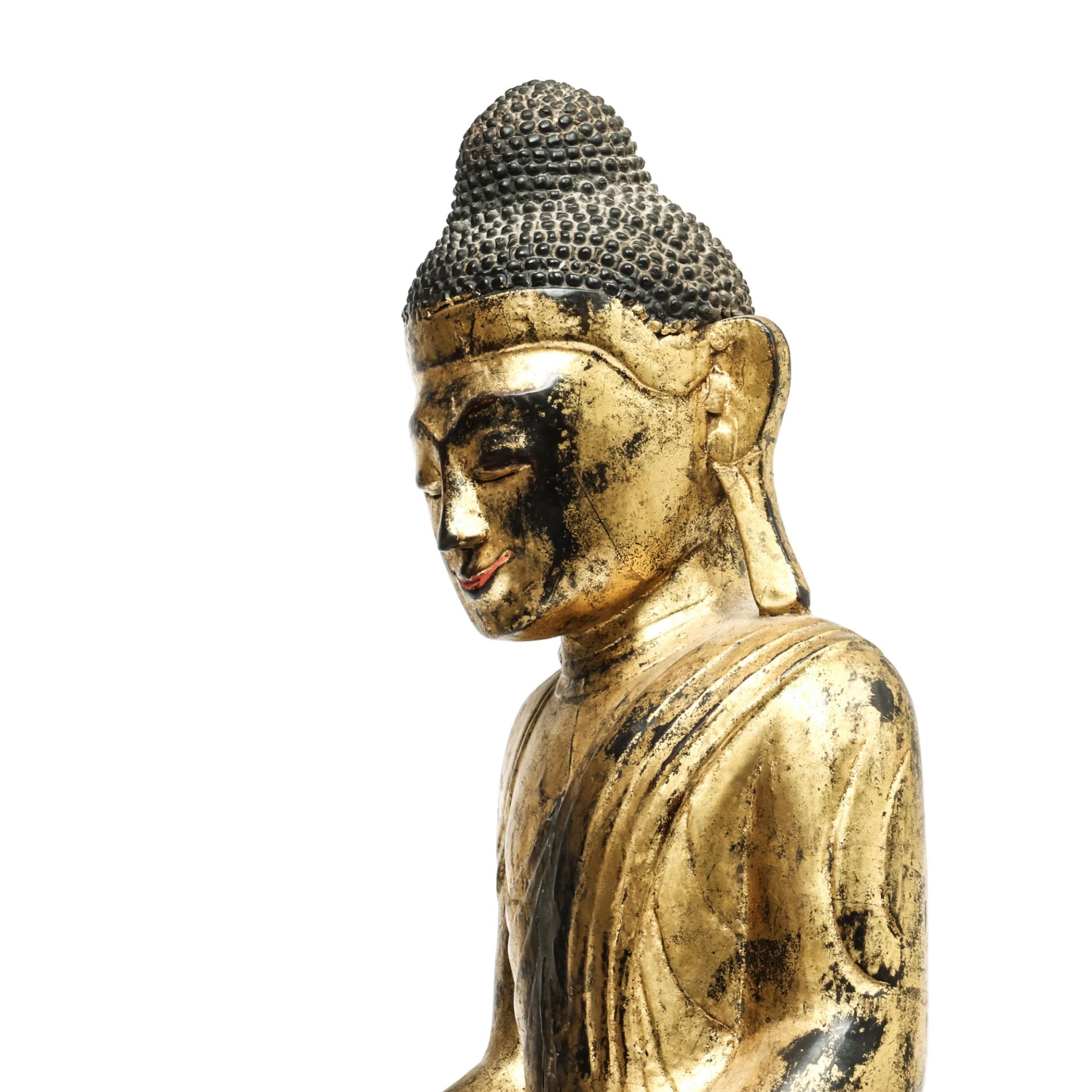 Burma, Shan, a gilded wooden sculpture of a seated Buddha, 20th century. - Bild 4 aus 6