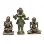 India, three bronze deities, 18th-19th century;